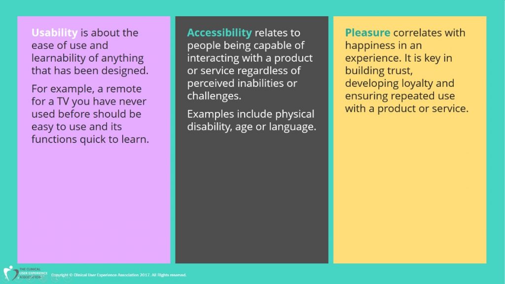 Usability, Accessibility and Pleasure in UX